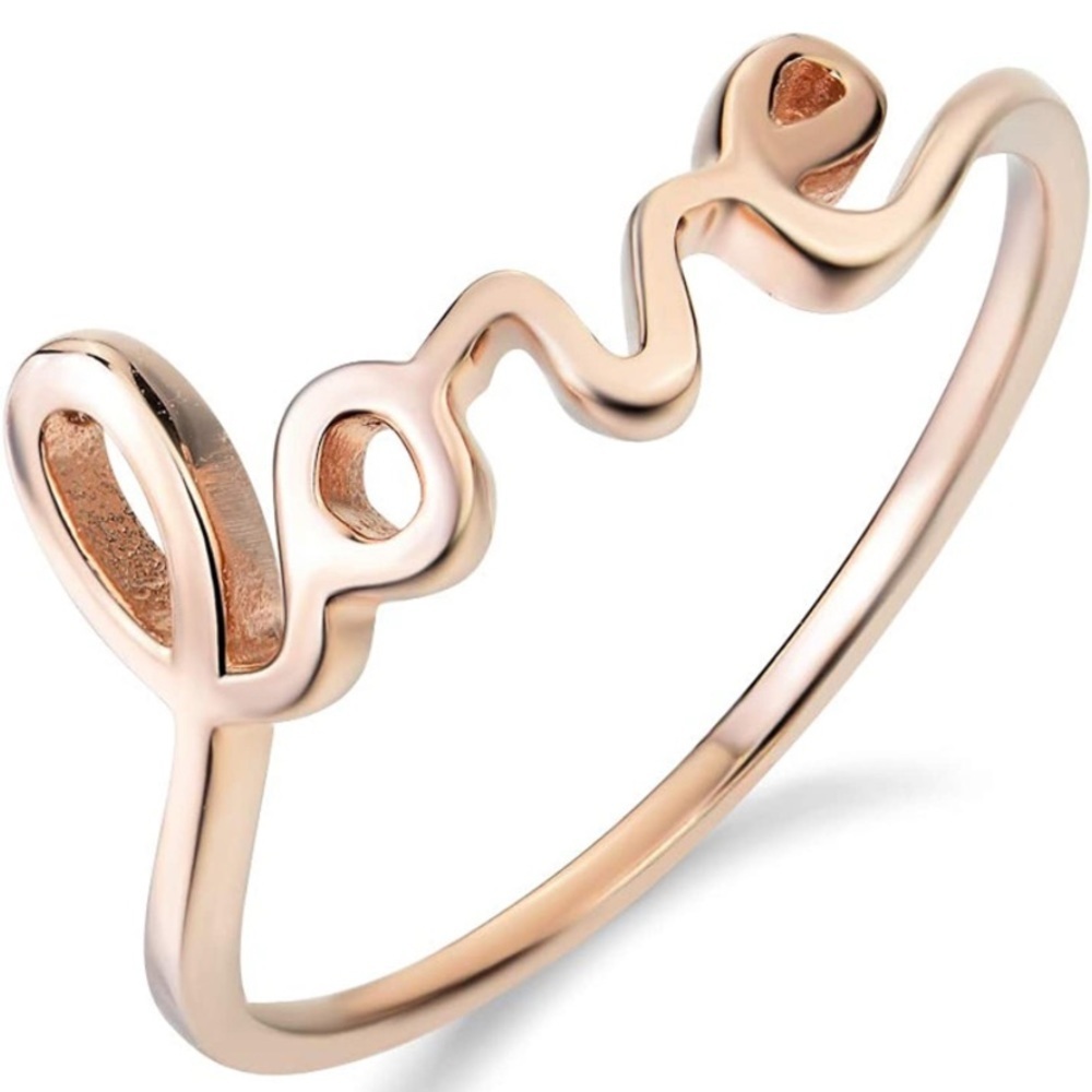 925 Love Inscription Letters Phrase Ring - Picture 3 of 10